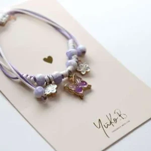 Butterfly -Bracelet cordon papillon Parme