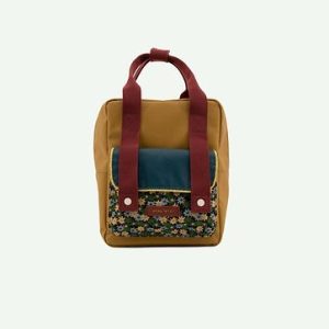 Sac à dos doré + vert champs de fleurs