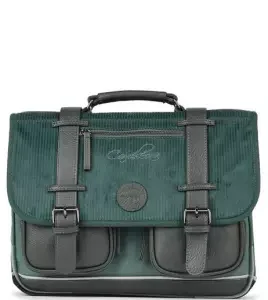 Cartable velours vert 35cm