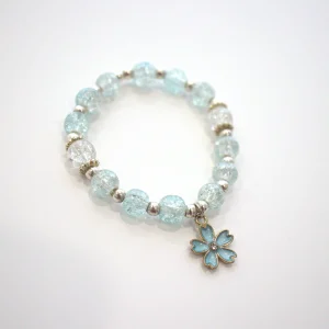 Bracelet perles pivoine bleu