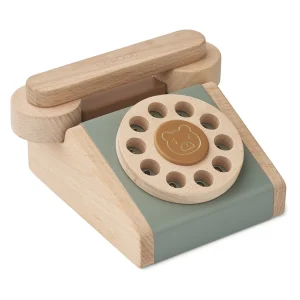 Téléphone en bois vintage vert