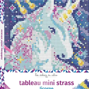 Tableau mini strass Licorne – Avec 3 800 strass, 1 stylet à strass, 1 plateau, et 1 carré de cire
