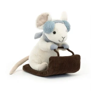 Souris de Noël qui fait de la luge