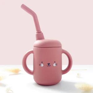 Verre à paille Bébé / Verre d’apprentissage rose