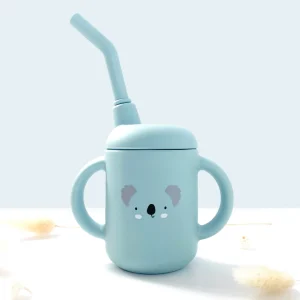 Verre à paille Bébé / Verre d’apprentissage bleu ciel
