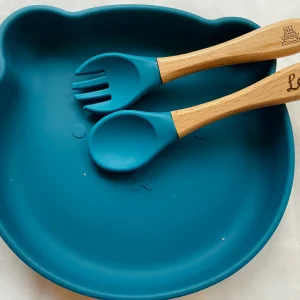 Set de repas + couvert en forme en forme d’Ours pour enfant bleu marine