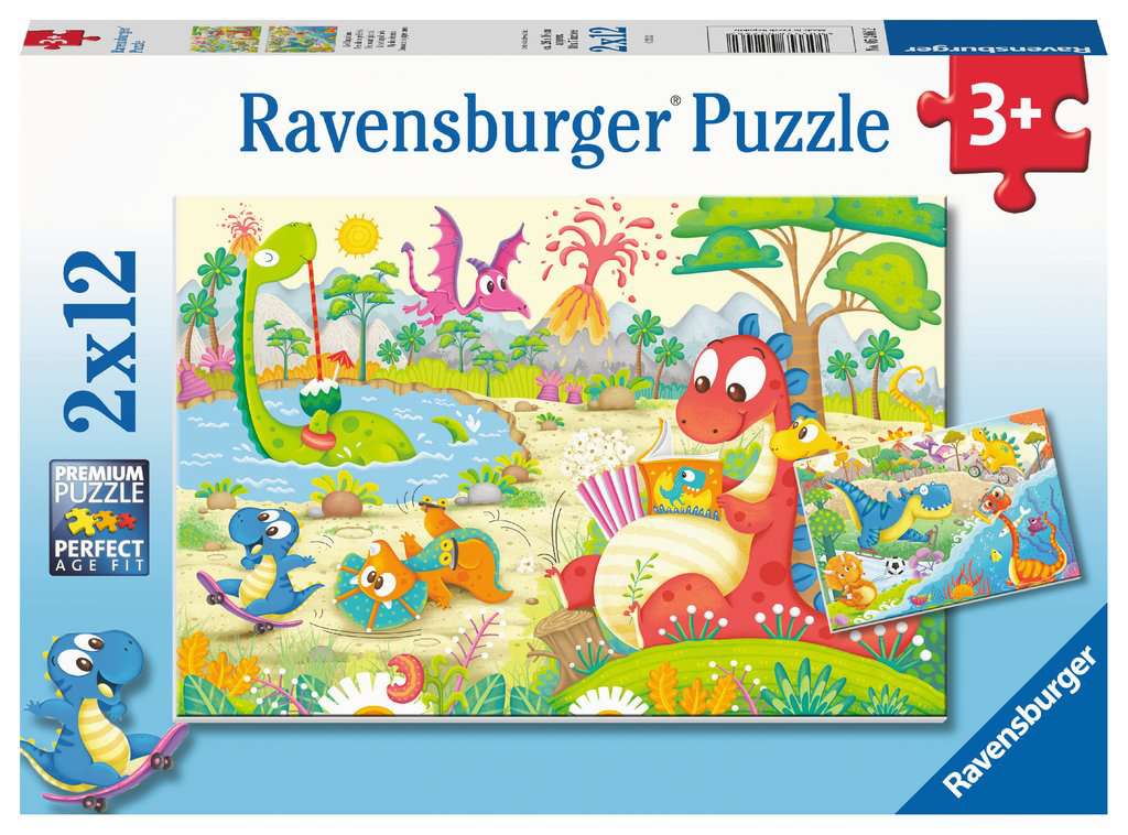 Puzzle Enfant – Lot de 2 puzzles 12 pièces – Mes dinos préférés