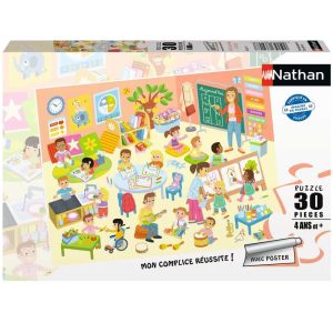 Puzzle enfants – 30 pièces – Une journée à l’école – Fille ou garçon dès 4 ans