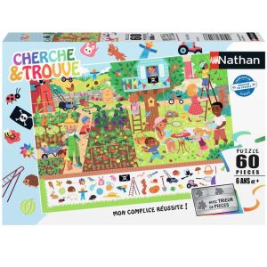 Puzzle enfants – 60 pièces – Au jardin (Cherche et trouve)