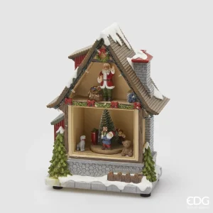 Village avec personnages tournant avec musique et led