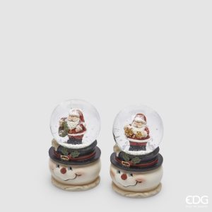 Boule à neige tête de bonhomme de neige et Père Noël