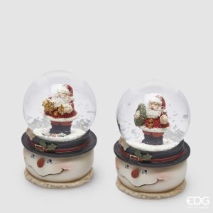 Petite Boule à neige tête de bonhomme de neige – Père Noël avec étoiles