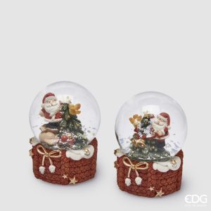 Boule à neige Père Noël et sapin et cloches