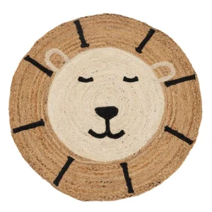 Tapis Lion  jute naturel et blanc