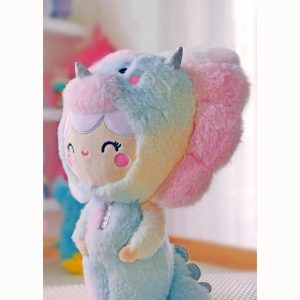 Peluche dino licorne arc en ciel