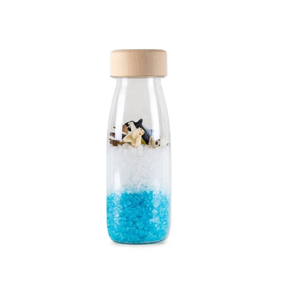 La bouteille sensorielle Spy Artic de la marque Petit Boum émerveillera votre tout-petit.