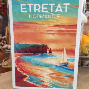Affiche Poster Etretat Vintage Falaises Normandie