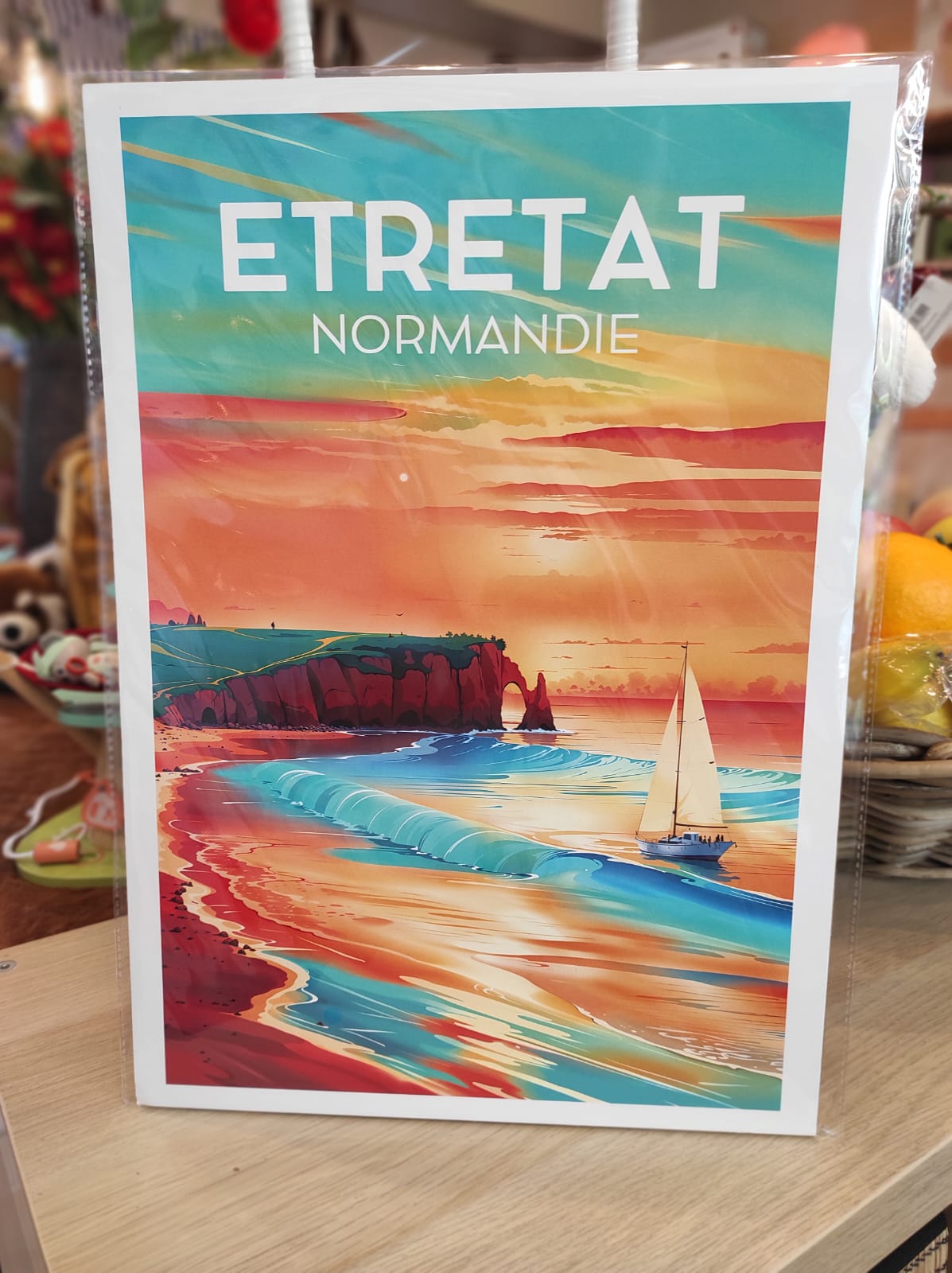 Affiche Poster Etretat Vintage Falaises Normandie