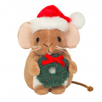 Peluche souris de Noël avec couronne 11 cm
